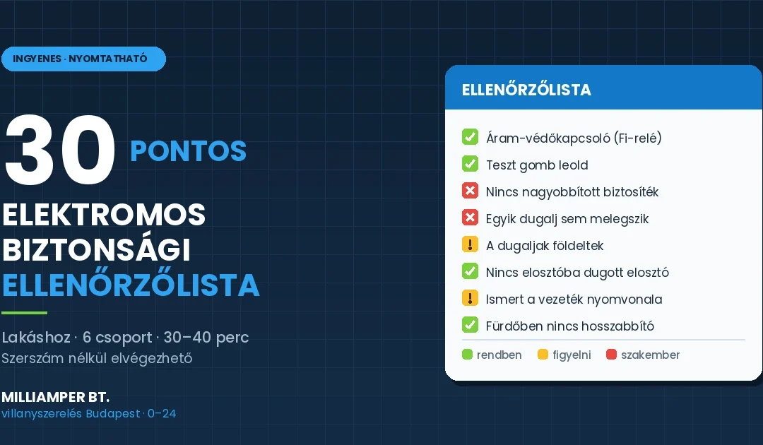 30 pontos elektromos biztonsági ellenőrzőlista lakáshoz